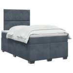 vidaXL Posteľ boxspring s matracom Tmavosivá 120 x 200 cm Zamat – Obrázok 3
