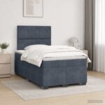 vidaXL Posteľ boxspring s matracom Tmavosivá 120 x 200 cm Zamat – Obrázok 4