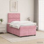 vidaXL Posteľ boxspring s matracom Ružová 120 x 200 cm Zamat