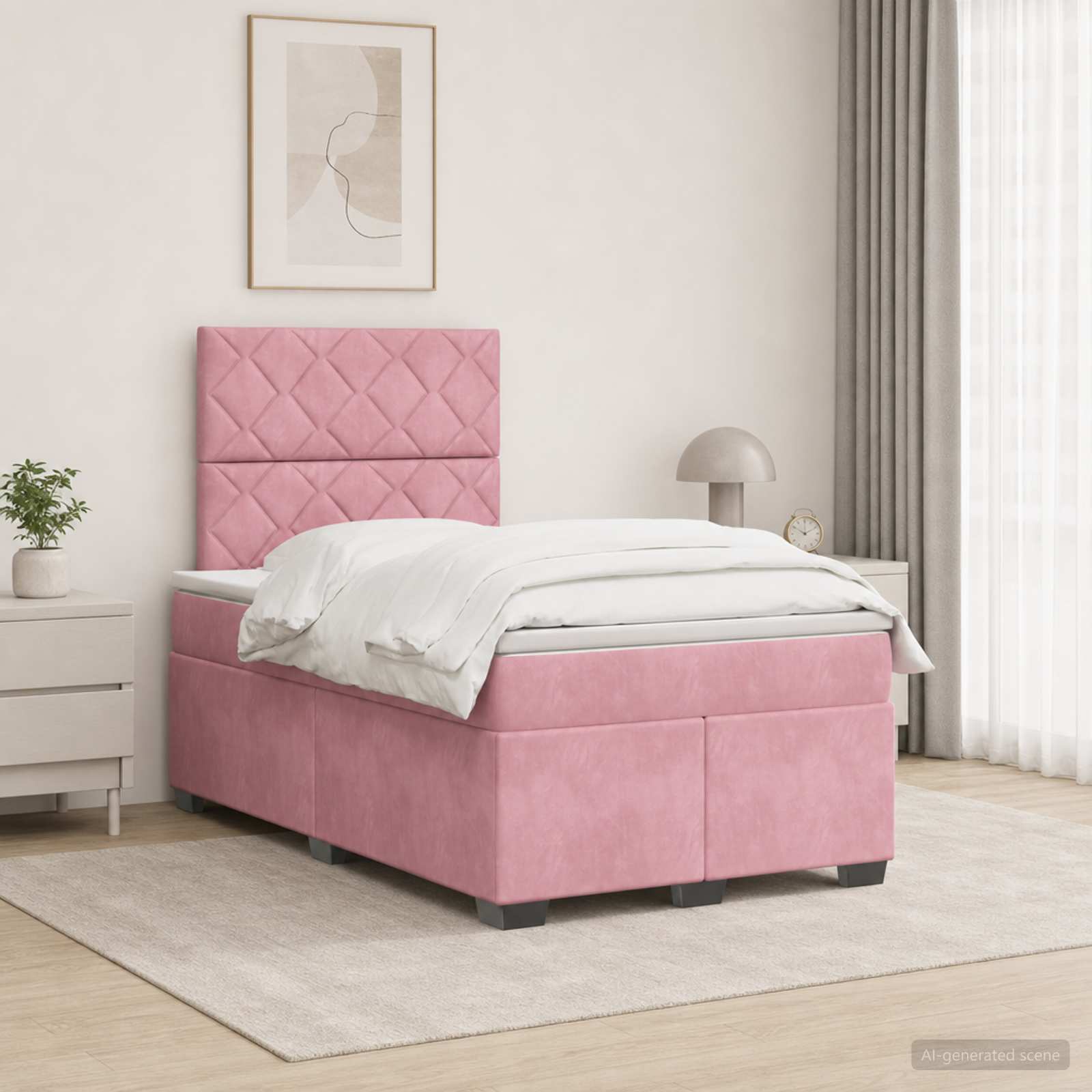 3455095_1.jpg vidaXL Posteľ boxspring s matracom Ružová 120 x 200 cm Zamat – Obrázok 1