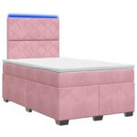 vidaXL Posteľ boxspring s matracom Ružová 120 x 200 cm Zamat – Obrázok 2
