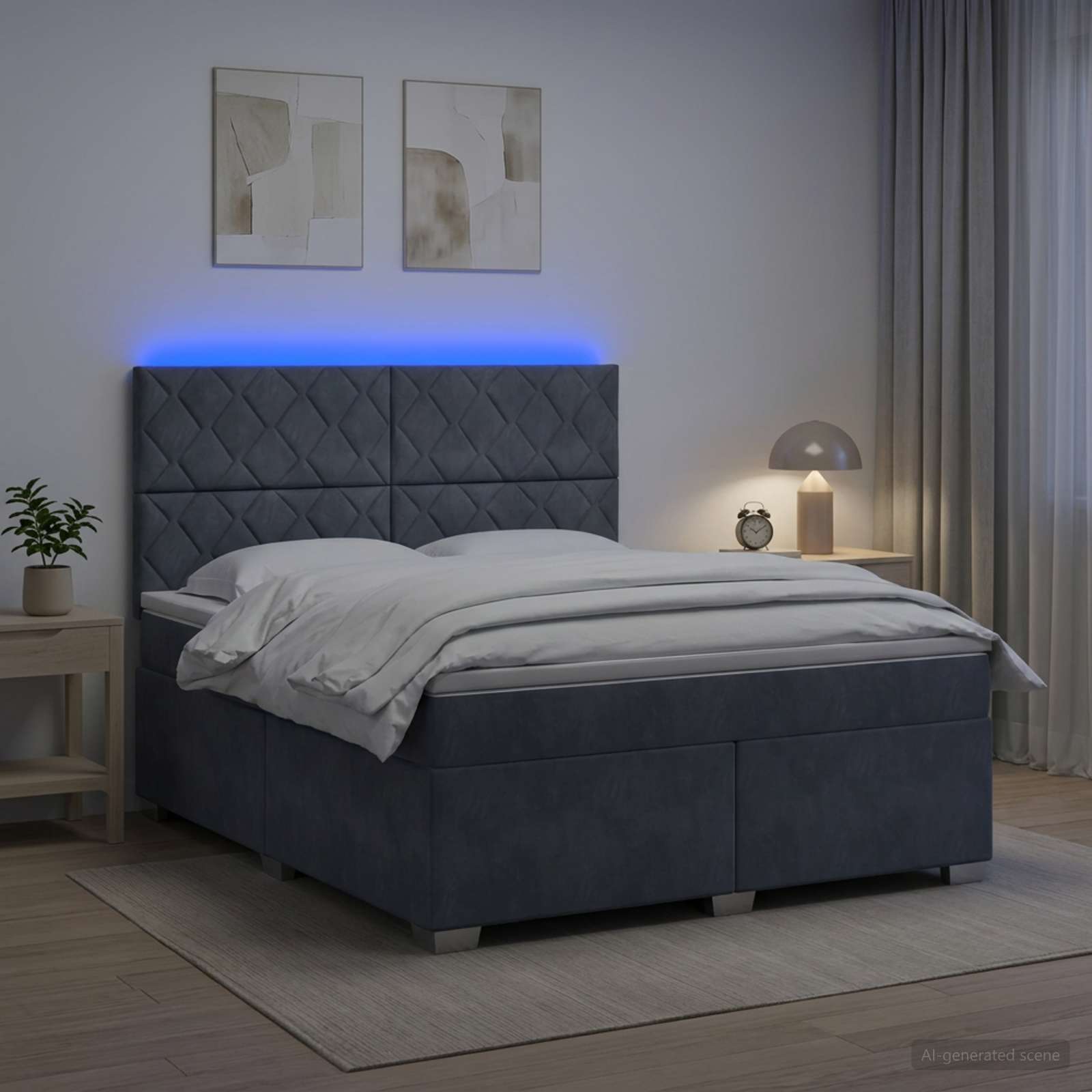 3455109_1.jpg vidaXL Posteľ boxspring s matracom Tmavosivá 140 x 190 cm Zamat – Obrázok 1