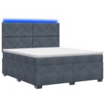 vidaXL Posteľ boxspring s matracom Tmavosivá 140 x 190 cm Zamat – Obrázok 2