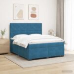 vidaXL Posteľ boxspring s matracom Modrá 140 x 190 cm Zamat