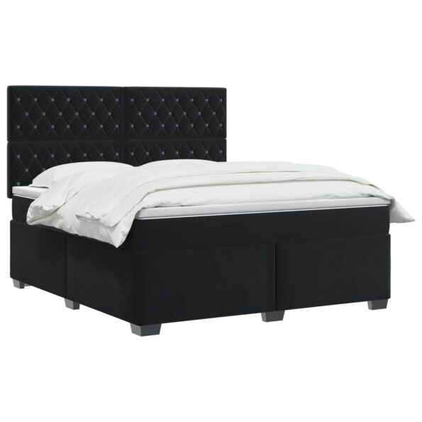 vidaXL Posteľ boxspring s matracom Čierna 140 x 200 cm Zamat – Obrázok 3