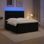 vidaXL Posteľ boxspring s matracom Čierna 140 x 200 cm Zamat – Obrázok 4