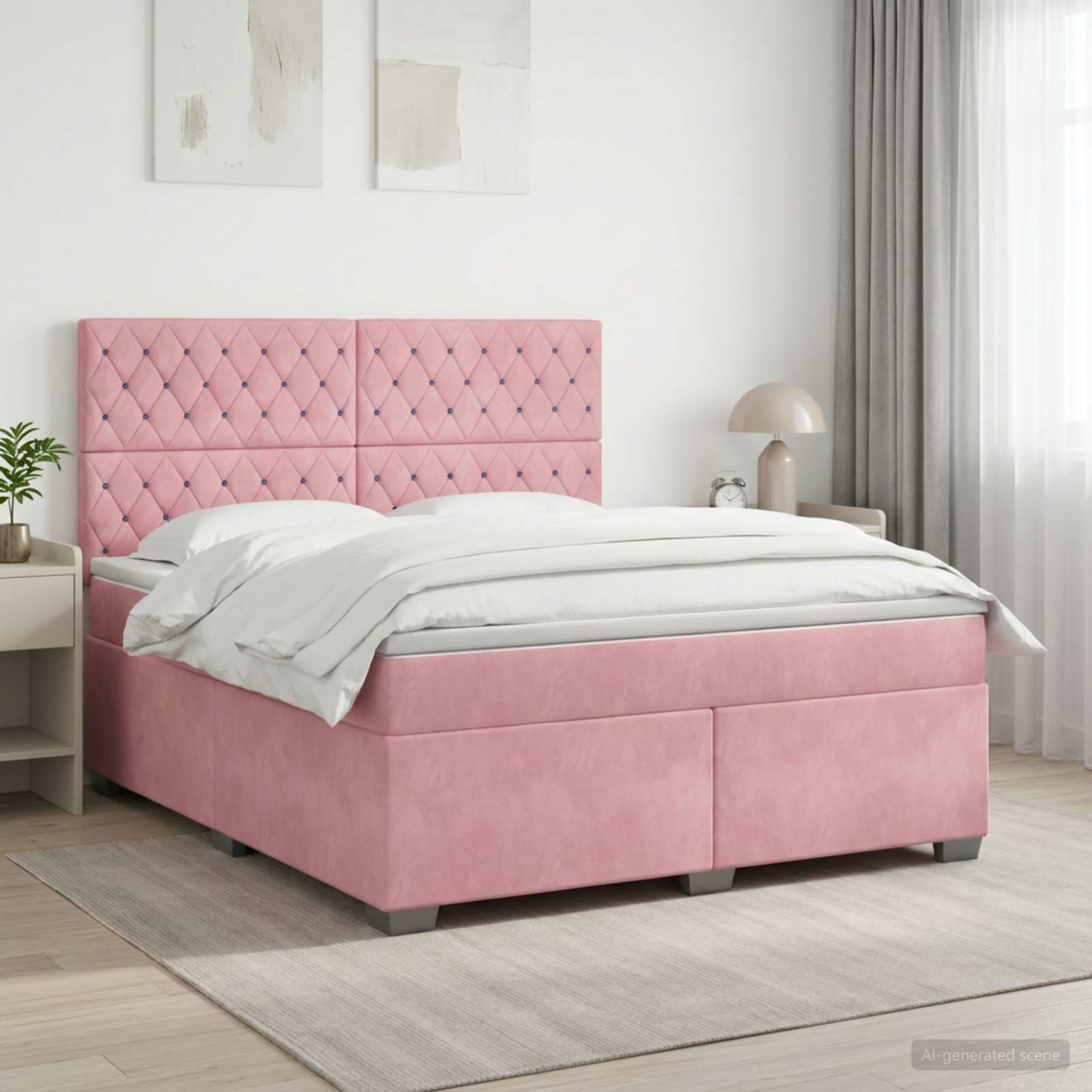 3455119_1.jpg vidaXL Posteľ boxspring s matracom Ružová 140 x 200 cm Zamat – Obrázok 1