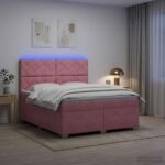 vidaXL Posteľ boxspring s matracom Ružová 140 x 200 cm Zamat