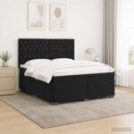 vidaXL Posteľ boxspring s matracom Čierna 160 x 200 cm Zamat
