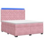 vidaXL Posteľ boxspring s matracom Ružová 160 x 200 cm Zamat – Obrázok 2