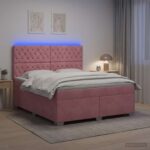 vidaXL Posteľ boxspring s matracom Ružová 160 x 200 cm Zamat – Obrázok 4