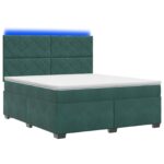 vidaXL Posteľ boxspring s matracom Tmavozelená 160 x 200 cm Zamat – Obrázok 2