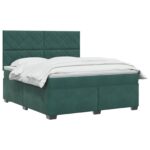 vidaXL Posteľ boxspring s matracom Tmavozelená 160 x 200 cm Zamat – Obrázok 3
