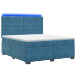 vidaXL Posteľ boxspring s matracom Modrá 160 x 200 cm Zamat – Obrázok 2