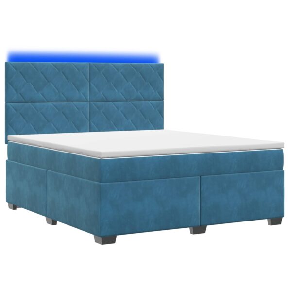 vidaXL Posteľ boxspring s matracom Modrá 160 x 200 cm Zamat – Obrázok 2