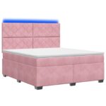 vidaXL Posteľ boxspring s matracom Ružová 160 x 200 cm Zamat – Obrázok 2