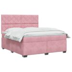 vidaXL Posteľ boxspring s matracom Ružová 160 x 200 cm Zamat – Obrázok 3