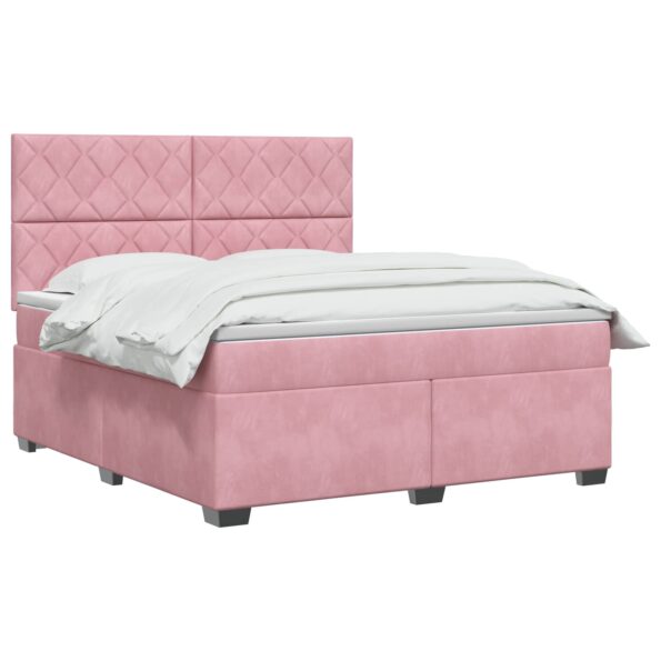 vidaXL Posteľ boxspring s matracom Ružová 160 x 200 cm Zamat – Obrázok 3