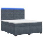 vidaXL Posteľ boxspring s matracom Tmavosivá 200 x 200 cm Zamat – Obrázok 2