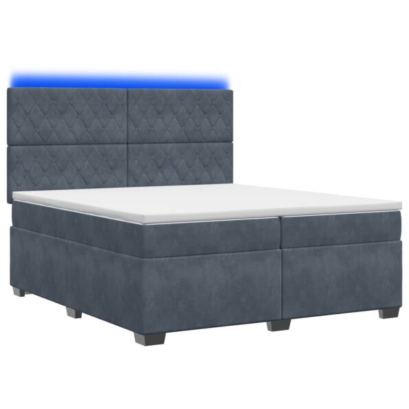vidaXL Posteľ boxspring s matracom Tmavosivá 200 x 200 cm Zamat – Obrázok 2