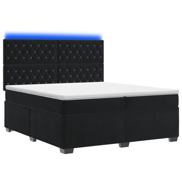 vidaXL Posteľ boxspring s matracom Čierna 200 x 200 cm Zamat – Obrázok 2
