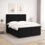vidaXL Posteľ boxspring s matracom Čierna 200 x 200 cm Zamat – Obrázok 4