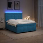 vidaXL Posteľ boxspring s matracom Modrá 200 x 200 cm Zamat