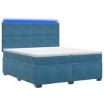 vidaXL Posteľ boxspring s matracom Modrá 200 x 200 cm Zamat – Obrázok 2