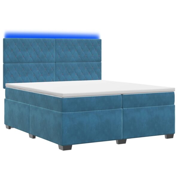 vidaXL Posteľ boxspring s matracom Modrá 200 x 200 cm Zamat – Obrázok 2