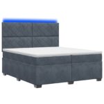 vidaXL Posteľ boxspring s matracom Tmavosivá 200 x 200 cm Zamat – Obrázok 2