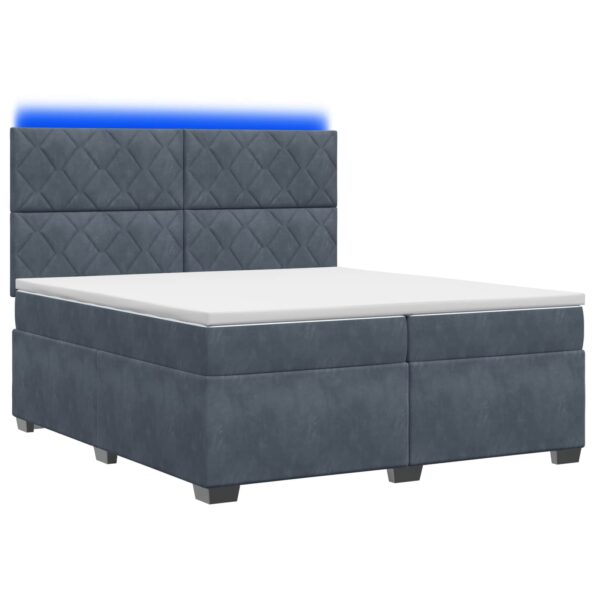 vidaXL Posteľ boxspring s matracom Tmavosivá 200 x 200 cm Zamat – Obrázok 2