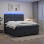 vidaXL Posteľ boxspring s matracom Tmavosivá 200 x 200 cm Zamat – Obrázok 4