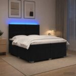 vidaXL Posteľ boxspring s matracom Čierna 200 x 200 cm Zamat
