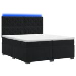 vidaXL Posteľ boxspring s matracom Čierna 200 x 200 cm Zamat – Obrázok 2