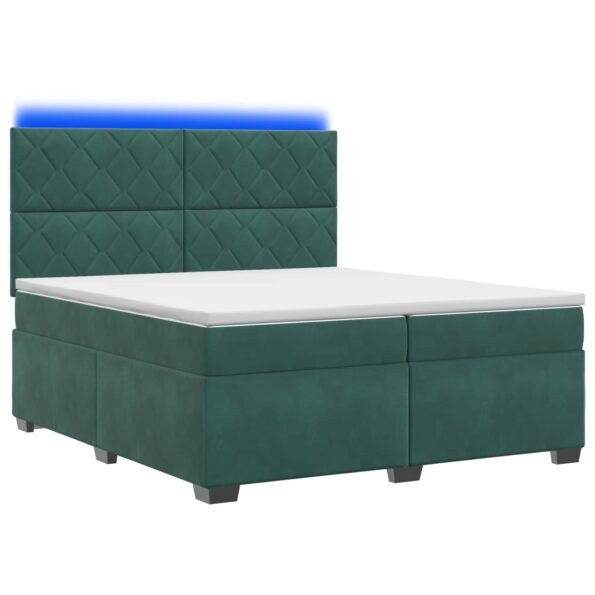 vidaXL Posteľ boxspring s matracom Tmavozelená 200 x 200 cm Zamat – Obrázok 2