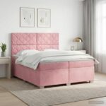 vidaXL Posteľ boxspring s matracom Ružová 200 x 200 cm Zamat