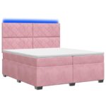 vidaXL Posteľ boxspring s matracom Ružová 200 x 200 cm Zamat – Obrázok 2