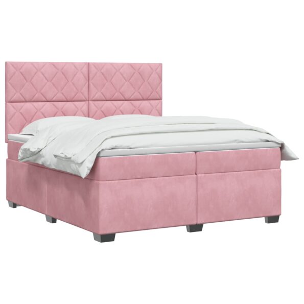 vidaXL Posteľ boxspring s matracom Ružová 200 x 200 cm Zamat – Obrázok 3