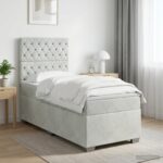 vidaXL Posteľ s boxspringom a matracom a LED Svetlosivá 90 x 190 cm