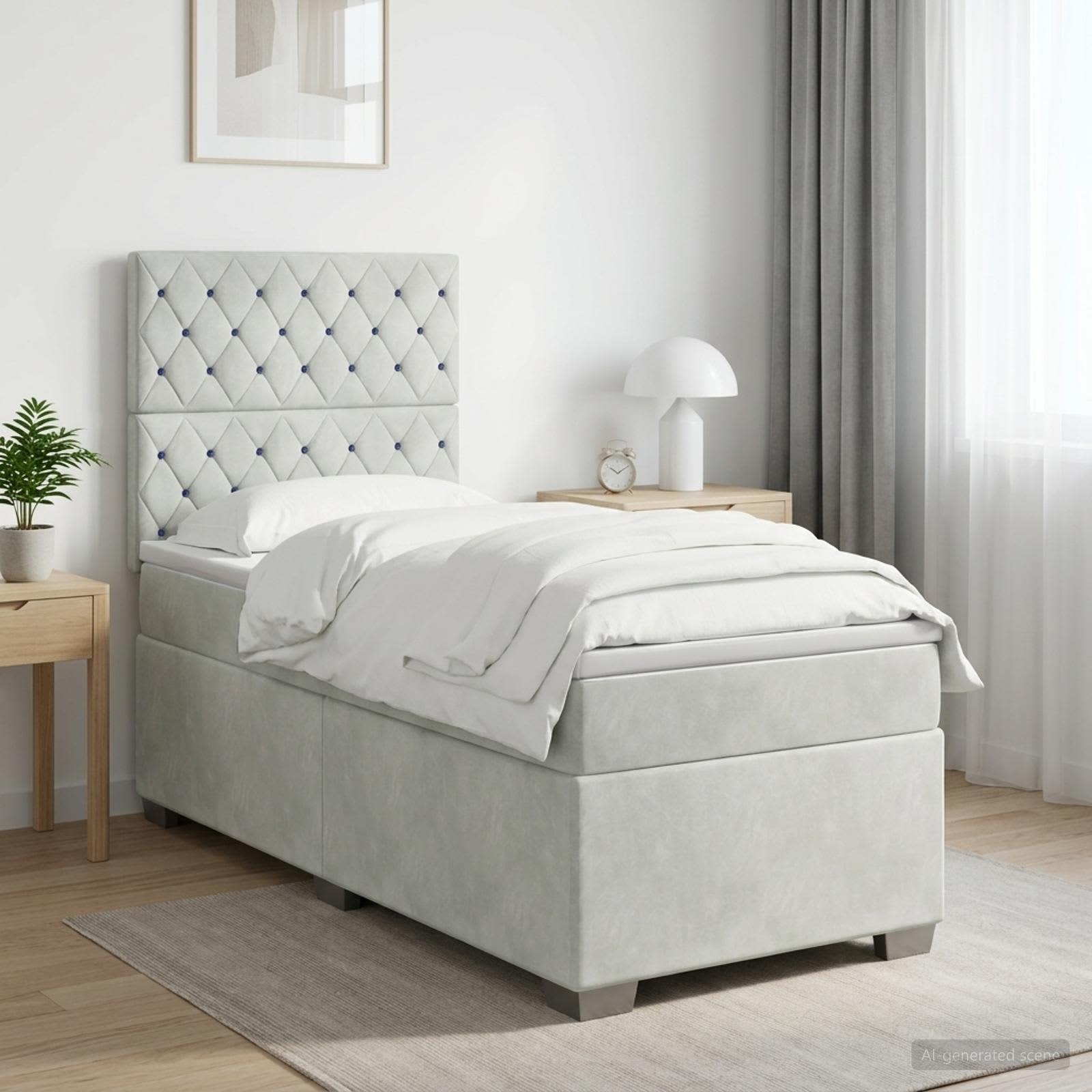 3455186_1.jpg vidaXL Posteľ s boxspringom a matracom a LED Svetlosivá 90 x 190 cm – Obrázok 1