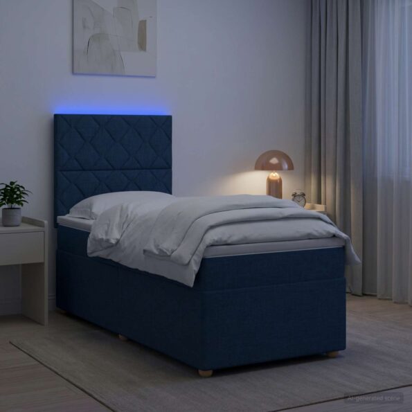 vidaXL Posteľ boxspring s matracom Modrá 80 x 200 cm Látka – Obrázok 4