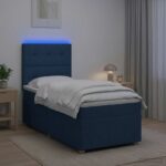 vidaXL Posteľ boxspring s matracom Modrá 90 x 190 cm Látka