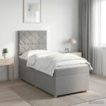 vidaXL Posteľ boxspring s matracom Svetlosivá 90 x 190 cm Látka