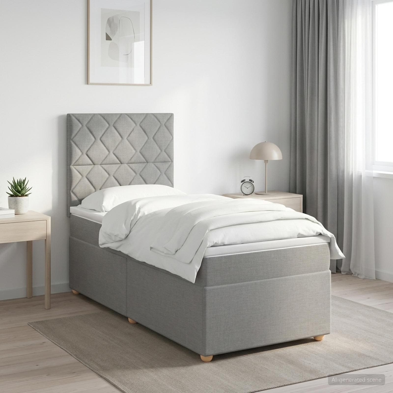 3455245_1.jpg vidaXL Posteľ boxspring s matracom Svetlosivá 90 x 190 cm Látka – Obrázok 1