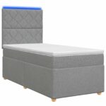 vidaXL Posteľ boxspring s matracom Svetlosivá 90 x 190 cm Látka – Obrázok 2