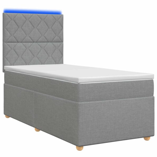 vidaXL Posteľ boxspring s matracom Svetlosivá 90 x 190 cm Látka – Obrázok 2