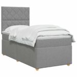 vidaXL Posteľ boxspring s matracom Svetlosivá 90 x 190 cm Látka – Obrázok 3
