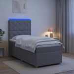 vidaXL Posteľ boxspring s matracom Svetlosivá 90 x 190 cm Látka – Obrázok 4