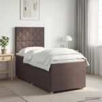vidaXL Posteľ boxspring s matracom Tmavohnedá 90 x 190 cm Látka – Obrázok 4