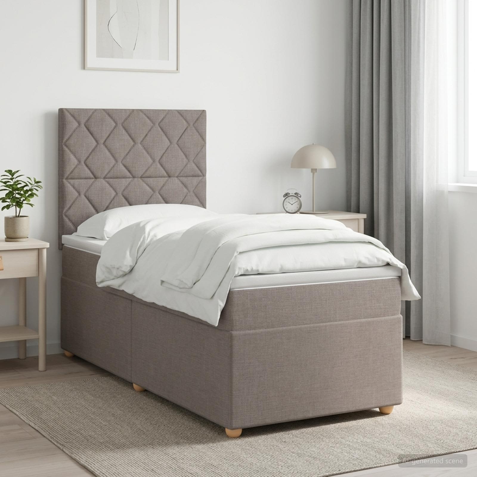 3455249_1.jpg vidaXL Posteľ boxspring s matracom Sivohnedá 90 x 190 cm Látka – Obrázok 1
